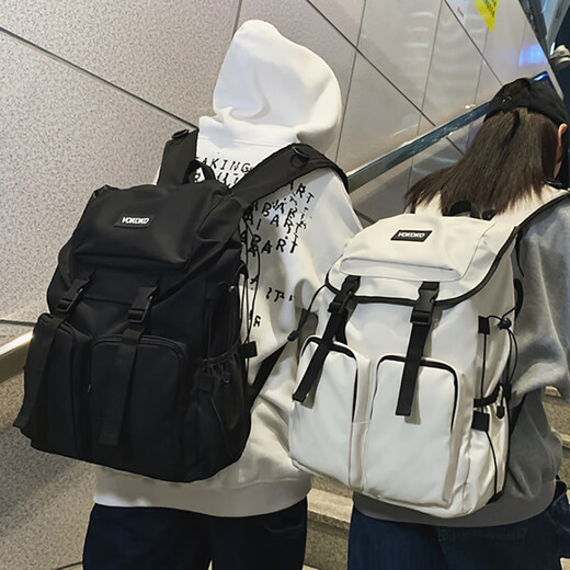 威纳登短途旅行背包男新款潮牌大容量双肩包女大学生初高中生书包电脑包 黑色