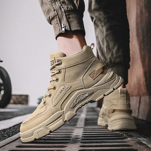 YusHang Zhenpin Herrenschuhe lässige Schuhe Sommer atmungsaktiven Wanderschuhen Outdoor Wanderschuhe Casual Martin Boots Trendy Vielseitige Schuhe Arbeitstil Herrenschuhe [J05 Khaki-42]