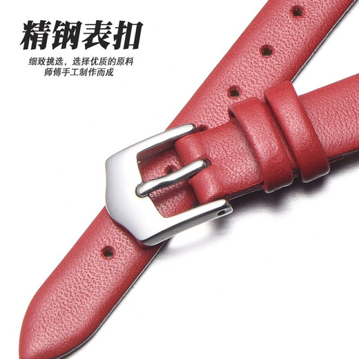 
FANSHIDA adapted to ancient pond 12 14mm YA14140 strap genuine leather women GC Guqi watch strap concave interface pin buckle black-silver buckle 12mm