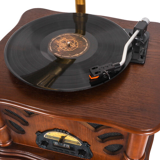 Jinmo retro phonograph living room American European Chinese vinyl record player old-fashioned antique karaoke gramophone CS16 brown-53cm copper speaker
