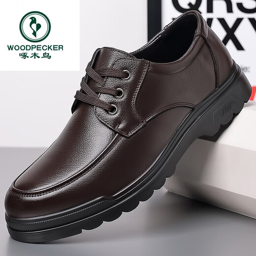 
Woodpecker leather shoes men's leather shoes soft sole soft leather spring and autumn casual shoes Korean style British versatile business formal wear men's shoes lq6627 black 38