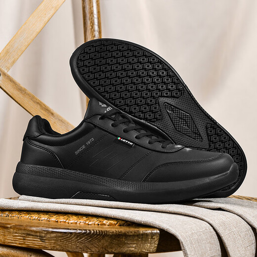 LeTTO golf casual shoes men's shoes leather non-slip sports outdoor casual white shoes 8831P black 40
