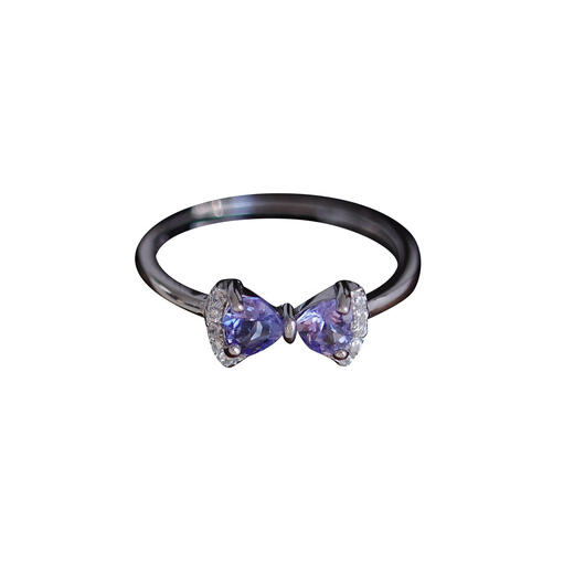 Luoyi's beautiful blue-purple gemstone tanzanite ring s925 sterling silver ring adjustable female gift 0 carat opening tanzanite ring