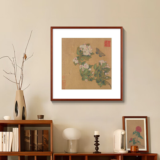 半笙宋代花鸟斗方装饰画中式名家国画客厅沙发背景墙书房茶室玄关挂画 1105款：白芙蓉 整体尺寸：40*40cm