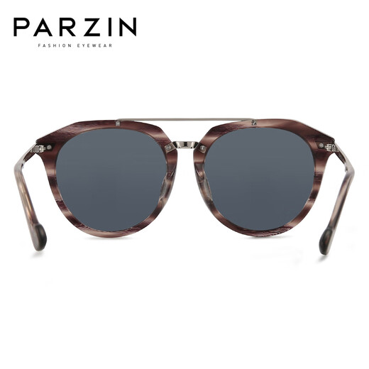 帕森（PARZIN）金属板材尼龙偏光太阳镜女 时尚个性大框休闲潮流防晒墨镜 PZ9757 玳纹瑁色黑灰片