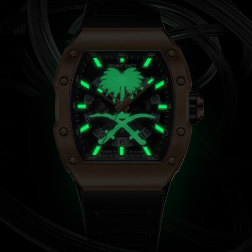 Bonest Gatti German reloj para hombres Tipo de barril Tipo de barril totalmente automático Reloj de San Valentín Día de San Valentín para novio BG9904 Cool Black