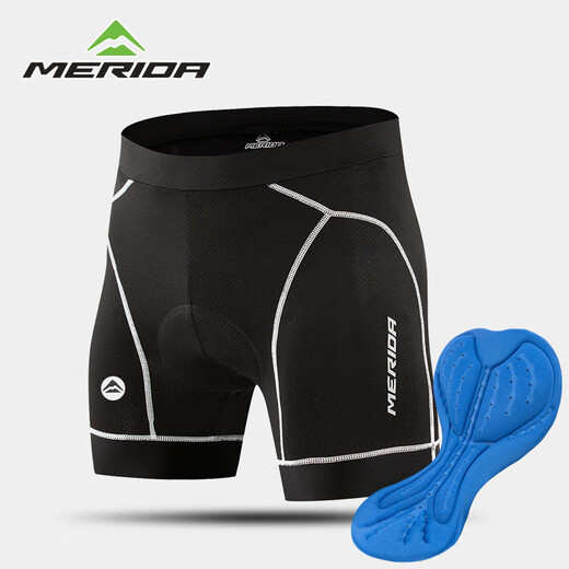 MERIDA cycling underwear shorts mountain bike road bike pants bottom sponge pad breathable men and women bicycle equipment black 2XL
