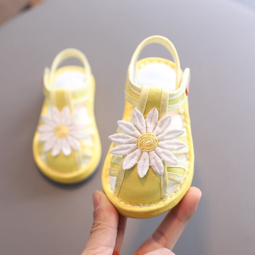 Jindouzi Sandalias transpirables zapatos de tela no deslizante para niñas de niña 1-3 años Sumadores de verano 878 Amarillo 23 Longitud interna 14.5cm Tamaño 15 Tamaño Recomendado Longitud del pie 13.5 cm