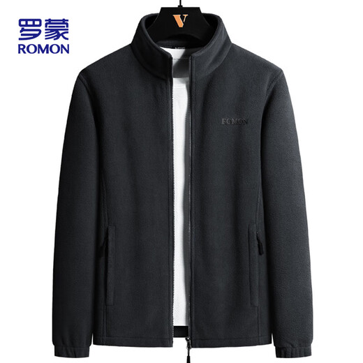 ROMON jacket men's autumn business casual large size warm fleece soft polar fleece jacket men CS88 dark blue XL