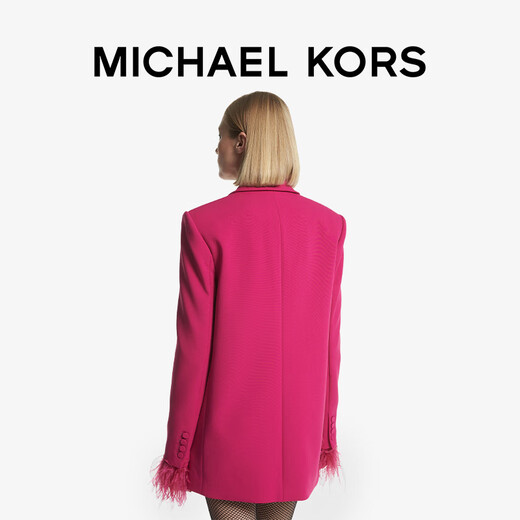 MICHAEL KORS迈克高仕 MK【七夕礼物】【2件85折】 女士毛毛饰西装外套 洋红色 684 M (2)