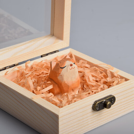 
Lu Shanwu wood carving ornaments creative gift hand cute desktop office worker ornaments girl heartfelt holiday birthday gift handmade wood carving ornaments-cat [wooden box]