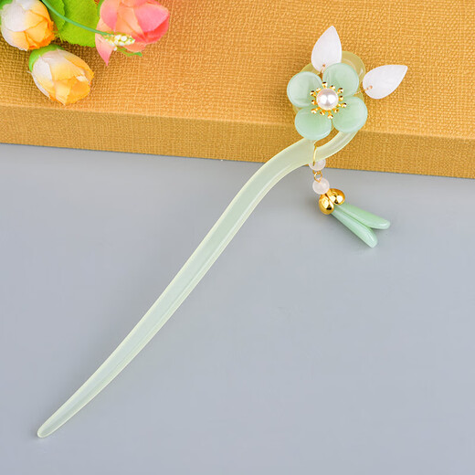 Wanbaozi fresh and simple ancient costume Hanfu with hairpin and jade hairpin cheongsam Hanfu with horse face skirt and hairpin with hairpin and jade flower and jade hairpin