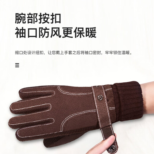 Red Dragonfly Genuine Leather Gloves for Men Winter Cycling and Motorcycle Velvet Thickened Touch Screen Warm Windproof and Splash-proof Pigskin Cotton Gloves Style 1 - Genuine Leather Thickened Velvet - Brown One Size Windproof Touch Screen