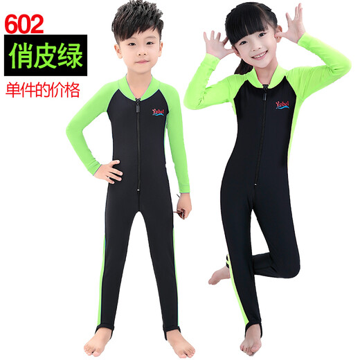 Children's swimsuit, sun protection swimsuit, teenagers, middle and large children, boys and girls, surfing and snorkeling suit, sun protection one-piece swimsuit, winter swimming training, warm swimsuit 602 black and blue L 125-135CM