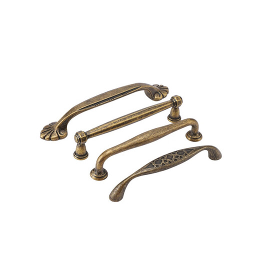 European antique cabinet door handle American wardrobe cabinet Qinggu old door handle drawer furniture small handle A4 A14128 hole distance yellow bronze