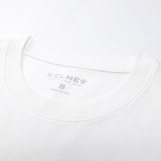 卡尔美（KELME） 圆领短袖男夏季新款纯棉T恤透气足球国潮休闲印花短t 9224TX1053 白色 M