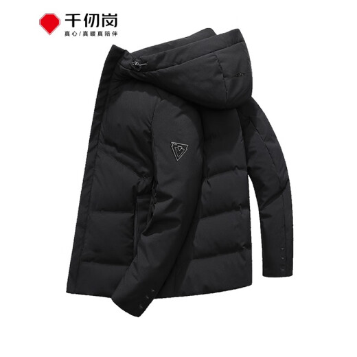 Qianrenggang down jacket men's medium-length thickened winter coat men's coat Korean version slim hooded winter business casual coat magic black 88005175/XL