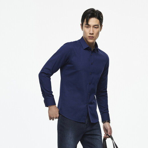 雅戈尔（YOUNGOR）长袖衬衫男素色绒面衬衫棉羊毛磨毛衬衫绒毛细腻柔软秋冬保暖亲肤 VLRM129811FFY 39