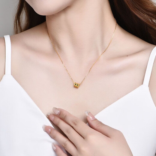 Jin Xiaoxiu gold pendant for women with small waist, pure gold 999 pendant, fashion classic necklace pendant, versatile style DIY gift 0.29-0.31g small waist pendant-matching gold necklace