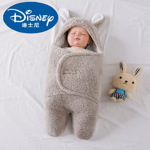 Disney (Disney) baby blanket newborn autumn and winter thickened blanket newborn baby anti-jump swaddle 0-3-6 months supplies blue-round legs Shu velvet size 6 suitable for 0-3 months