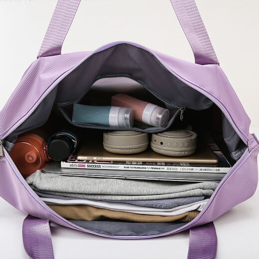 
Cool kar travel bag women's luggage bag large capacity fitness bag casual Oxford cloth bag short-distance travel handbag light purple [with shoe bin + dry and wet separation]