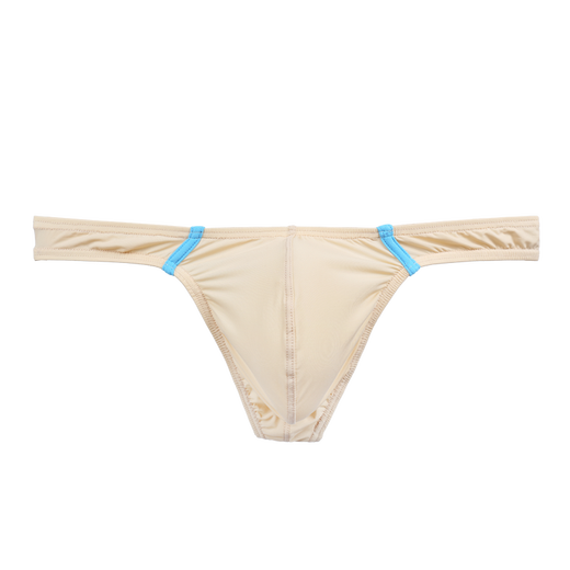 Moweike men's underwear ice silk thong underwear ultra-thin breathable sexy U protruding underwear men's thong underwear blue 1 pair M