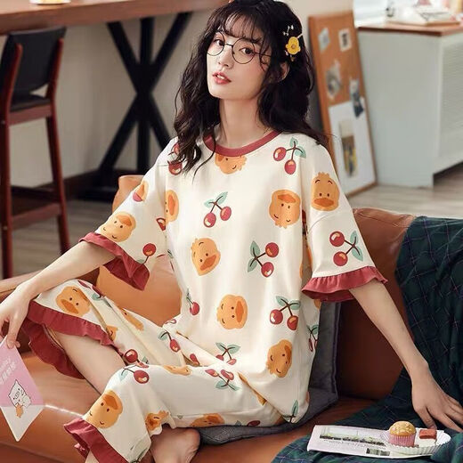 Dirección simple Camiseta de manga corta Madre de 30-50 años para mujeres en verano en el verano Los pantalones cortos de manga corta se adaptan a la primavera suelta y al verano pantalones recortados de manga corta 679 m recomendados 80-95 Jin [Jin iguala 0.5 kg] para usar