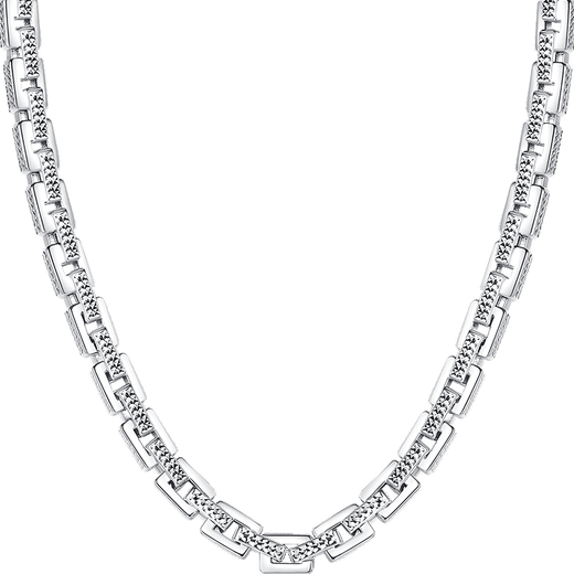 Miss JuJu pt950 platinum necklace men's platinum necklace domineering airtight card base shows a thick square chain car flower version 41-43g long 57-59cm thick about 3.5mm