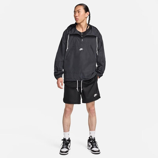 耐克（NIKE）男装外套夏季新款宽松梭织运动刺绣舒适半拉链卫衣夹克FN3893-480 FN3893-010黑色 L