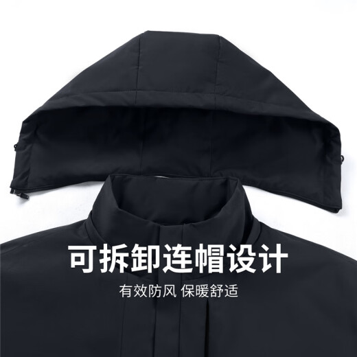 与狼共舞【鹅绒内胆】可拆卸连帽夹克男2024秋冬新款防风锁温保暖外套1049 藏青101 XL (180)
