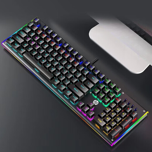 HP (HP) GK600F true mechanical keyboard, side light with cool lighting effect, metal panel, 20 lighting effects, e-sports game office and home keyboard, GK600F [black mixed light black axis]