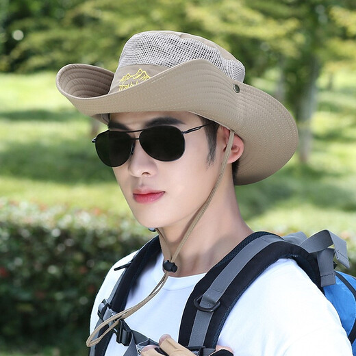 Haoguan Hat Men's Summer Sun Hat Outdoor Breathable Sun Protection Hat Cycling Hat Fisherman Hat Mountaineering Fishing Sun Hat Dark Gray One Size