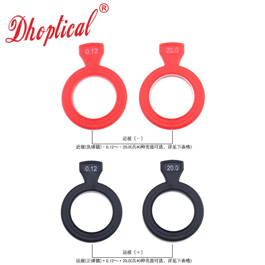 Optometry test film, plastic ring insert, optometry box accessories, spherical lens, cylinder lens, auxiliary lens, 26 aperture, negative spherical lens for myopia -0.12~-20.0 degree remarks
