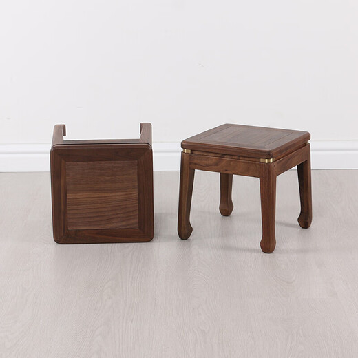 Yin Qingchun (YQC) solid wood square stool North American black walnut small square stool household shoe changing stool wood orange solid wood stool low stool wood bench coffee table stool North American black walnut