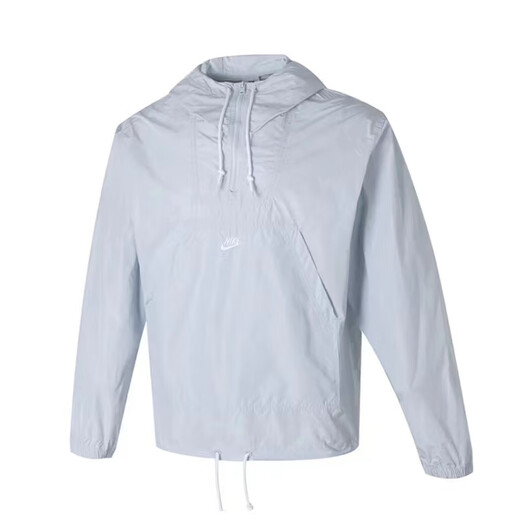 耐克（NIKE）男子户外半拉链长袖抽绳梭织连帽套头夹克 FN3893-043 浅蓝色 L/175
