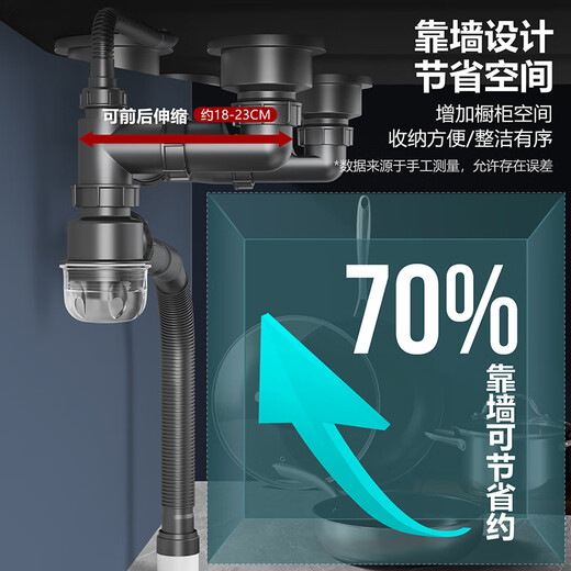 洗菜盆下水管厨房下水套装洗碗池水槽下水道排水管双槽配件9227 水槽双槽下水套装