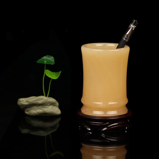 Platin xixi natürlicher Jade-Stifthalter Schritt für Schritt zu High-End-Büro-Desktop-Ornamenten Studienzimmer High-End Memorial Geschenke für Älteste Lehrer C12808 [Fast morgen]
