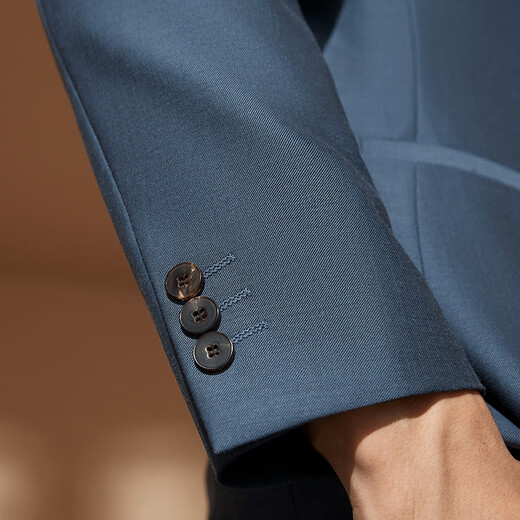 Qi brand suit suit men's spring and summer new stand-up collar shoulder pad suit tunic suit wool suit 1070 127C71070-grey blue 46 (170)