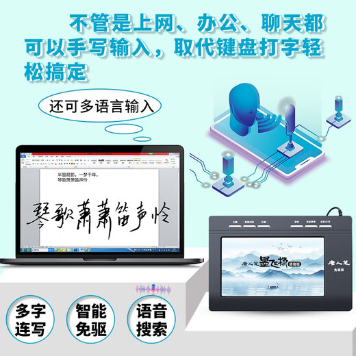 汉王（Hanvon） 墨飞扬语音打字手写板 电脑免驱写字板 智能大屏 手写笔无线 老人手写键盘输入板 墨飞扬语音版（手写+语音）
