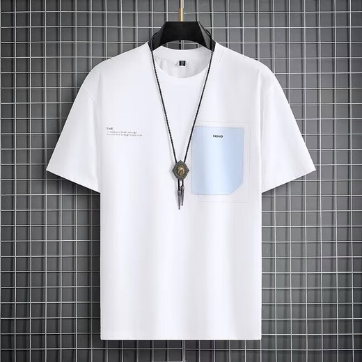 Mu Zangba short-sleeved T-shirt for men's summer thin ins printed half-sleeved round neck T-shirt for men's slim body half-sleeved top 826 black XL (120-140)Jin[Jin equals 0.5 kg]