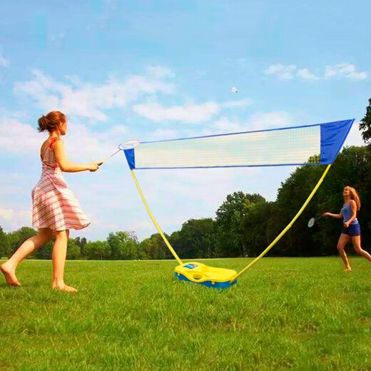 Mengduofu Badminton Net Frame Portable Simple Portable Badminton Net Frame Standard Single and Doubles Mobile Badminton Court 3m Badminton Quick Open Net Frame - Yellow Blue Badminton Net Frame Portable