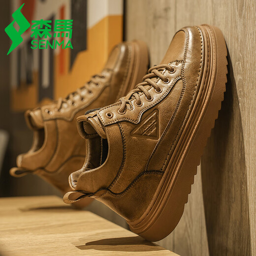 Semir men's shoes 2025 summer new British style retro Martin boots sports and casual board shoes heightened work leather shoes men brown 42