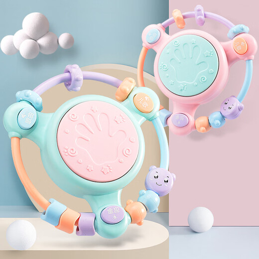 Kenlun Baby en forma de tambor en forma de mano Música para bebés Educación temprana Niños 0-1 años 6 meses y más de 36 Educación temprana Ringing en forma de tambor verde Versión de carga verde