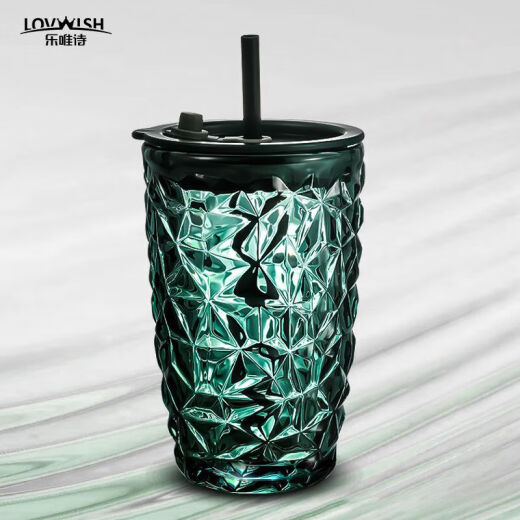 Liuhui embossed seal glass dark green primary color glass high-value water cup household tea cup large capacity office drinking embossed stacking cup crystal lattice about 30ml 0 pieces