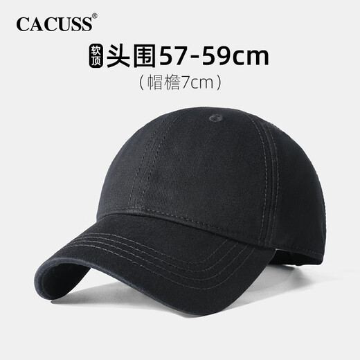 CACUSS帽子男士棒球帽大头围鸭舌帽女款四季遮阳户外运动休闲太阳帽黑大