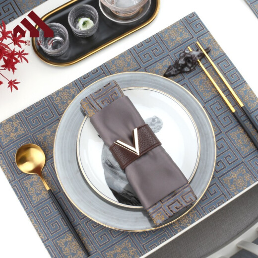 Heting Home Nordic Hotel Western Food Mat Household Red Insulated Mat Dinner Plate Mat Anti-scalding Anti-slip Cloth Placemat High-end Table Mat George - Gold 8-piece Set (one piece for each product in the picture)