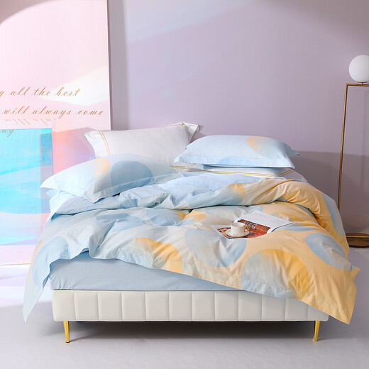 Mercury Home Textiles Four-piece set of 100% cotton sheets and quilt covers and pillow covers. Full-cotton beds and double quilt covers. Bedding and quilt sheets. Dream Bubble is suitable for 1.5/1.8 meters beds | Match with 200*230 quilt cores