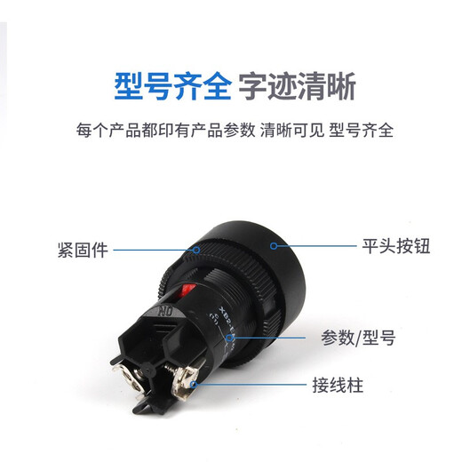 XMSJ按钮开关圆形 XB2-EA142小型自复位平头按钮二脚22mm xb2-ea1355个