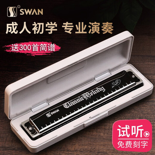 Swan (Swan) Deutschland Original importiert Gong 24-Loch Polyphonische Mundhonica A/B/C/D/E/F/G Professionelles Spielerinstrument Polyphonische #f Key [mit digitalen Notizen Mark]
