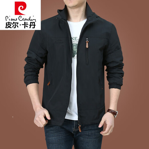 皮尔卡丹（pierre cardin）冲锋套外套男春秋男款户外美式防风防水风衣男装男士秋装运动夹克 深蓝9888 不加绒 M